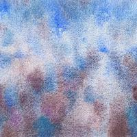 An abstract painting of a path, glowing in an impressionist manner in pinks and blue