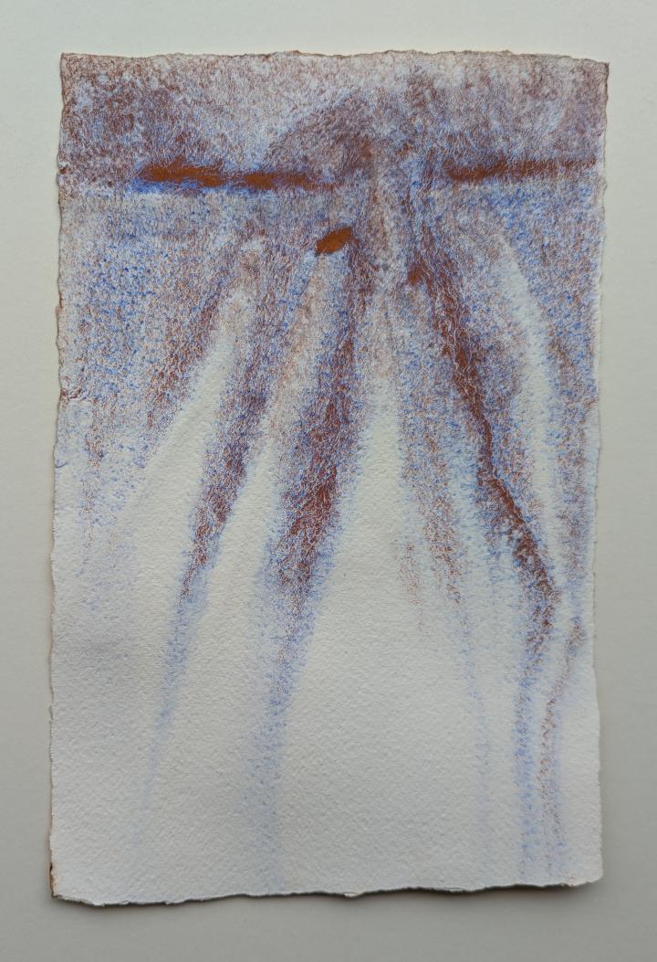 A loose watercolour of a flowing pattern