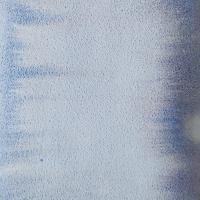 An abstract painting of blue and brown pigment running from the sides of the page towards the middle. A pale blue dot is on the left, and a glowing crescent is on the right.