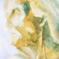 a female figure looking up and to the left, painted in a high key